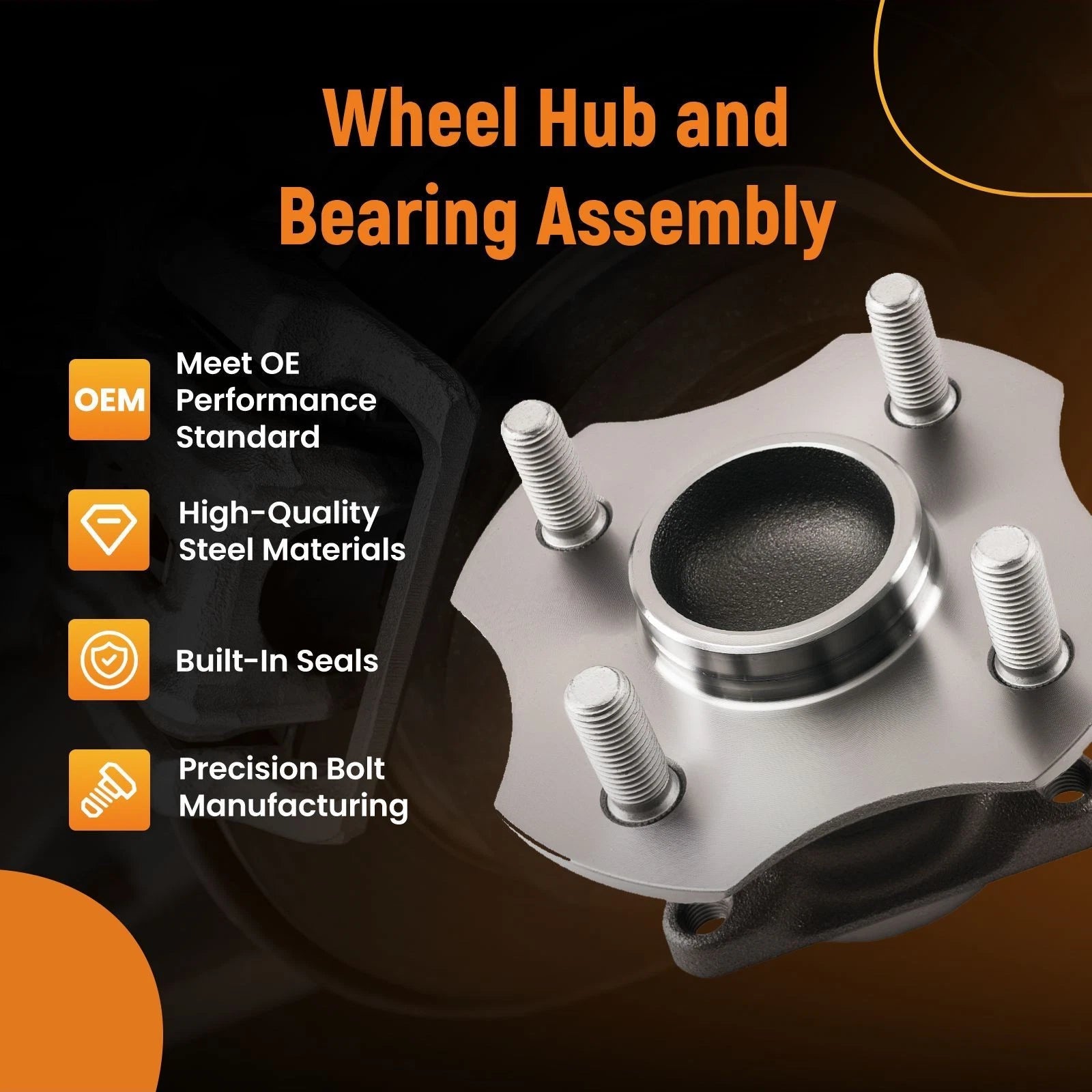 2X Rear Wheel Hub Assembly for Toyota Echo (2000–2005) Non-ABS 424100D010
