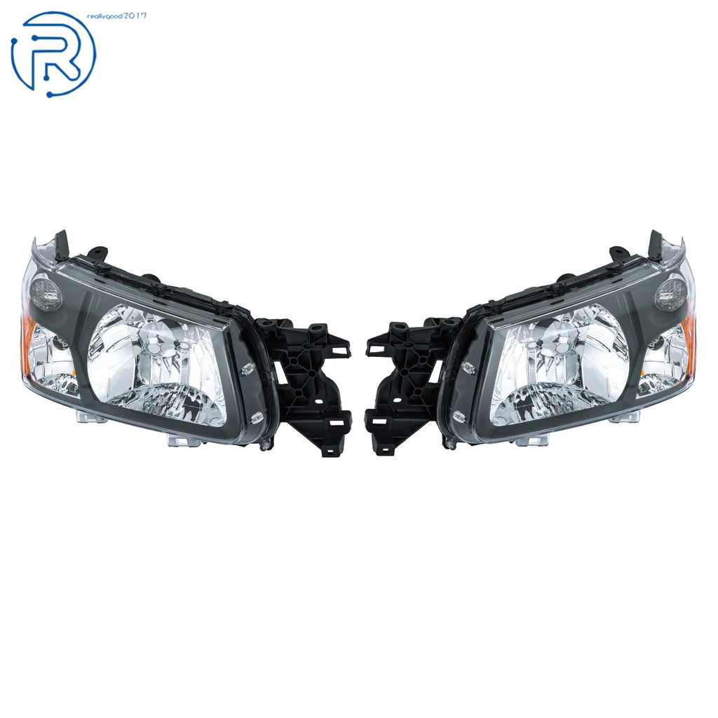 Set of 2 Black Halogen Headlights for Subaru Forester (2003-2004)