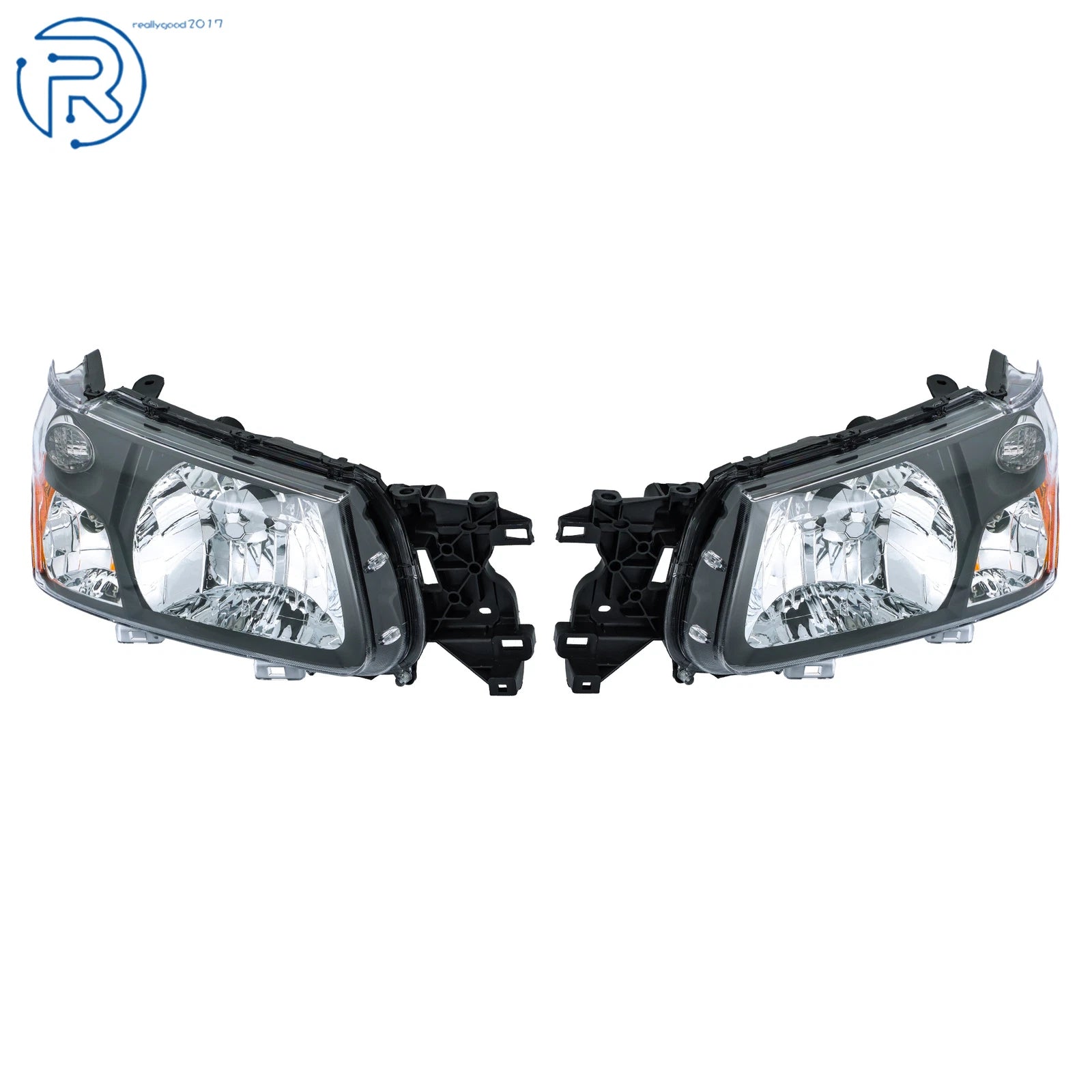 Set of 2 Black Halogen Headlights for Subaru Forester (2003-2004)