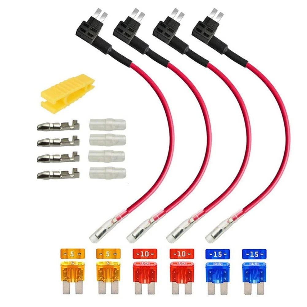 4Pcs Add-A-Circuit Fuse Holder & Wire Harness for Universal Use
