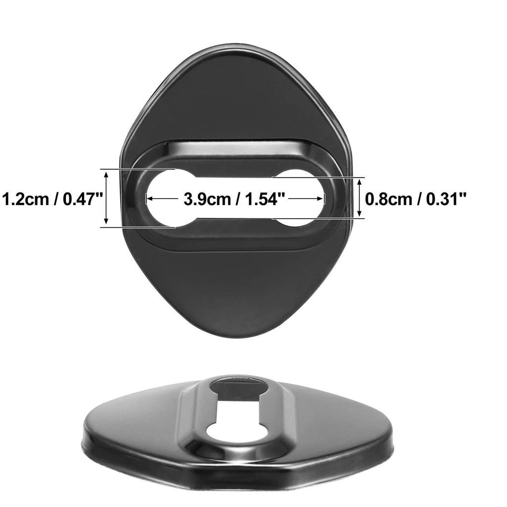 Set of 4 Door Lock Latch Striker Covers for Toyota (w/ Adhesive, Black)