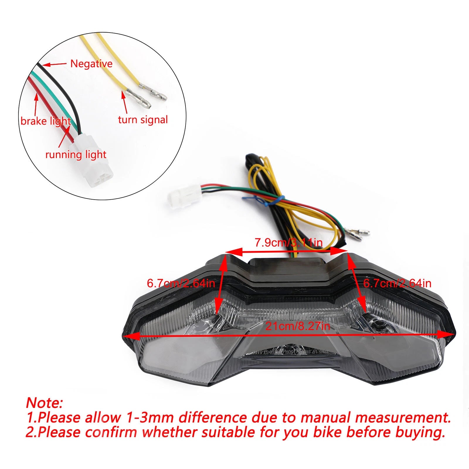 LED Brake Running Tail Light for Yamaha FJ09 Tracer 900 MT-09 MT-10 (2015–2021)