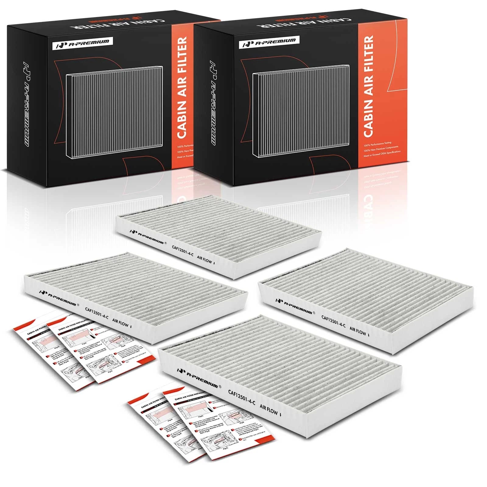 Set of 4 Activated Carbon Cabin Air Filters for BMW 530i 540i 740i 750i (2017–2023)