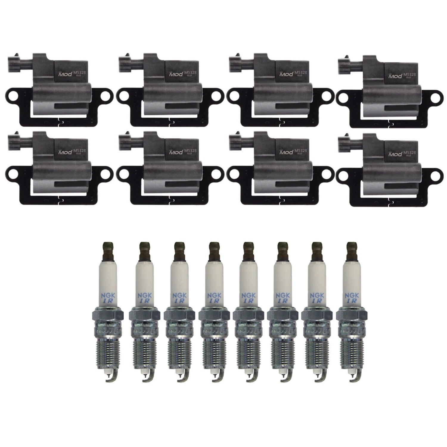 NGK Ignition Coils & Laser Iridium Spark Plugs Kit for Chevy GMC Hummer V8 (2000–2023)