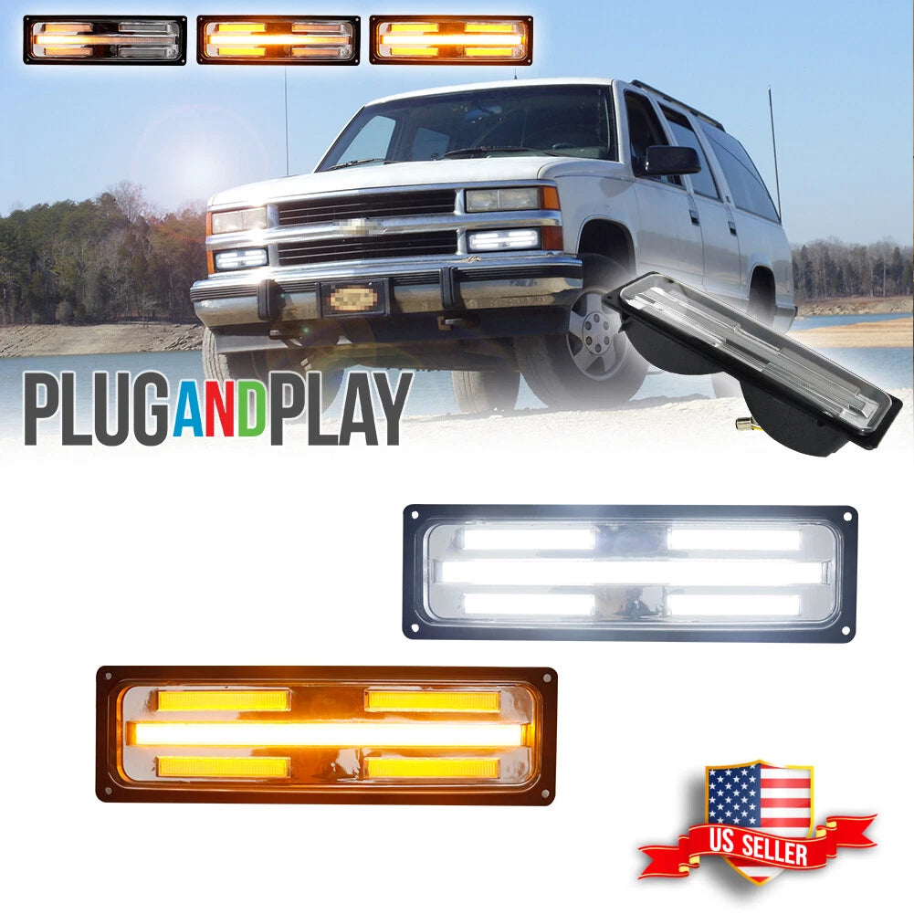 Clear Switchback LED DRL Signal Lights for GMC Chevy C/K 1500/2500/3500 (1988–1998)