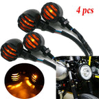4X Amber Grill Bullet Turn Signals for Harley Cafe Racer Bobber