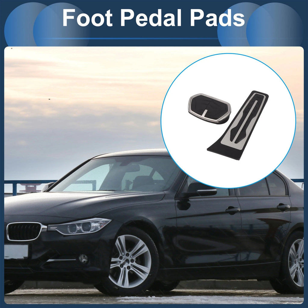 2 Pcs Foot Accelerator Pedal Covers for BMW X1 (F48) (2016–2022) Silver Tone