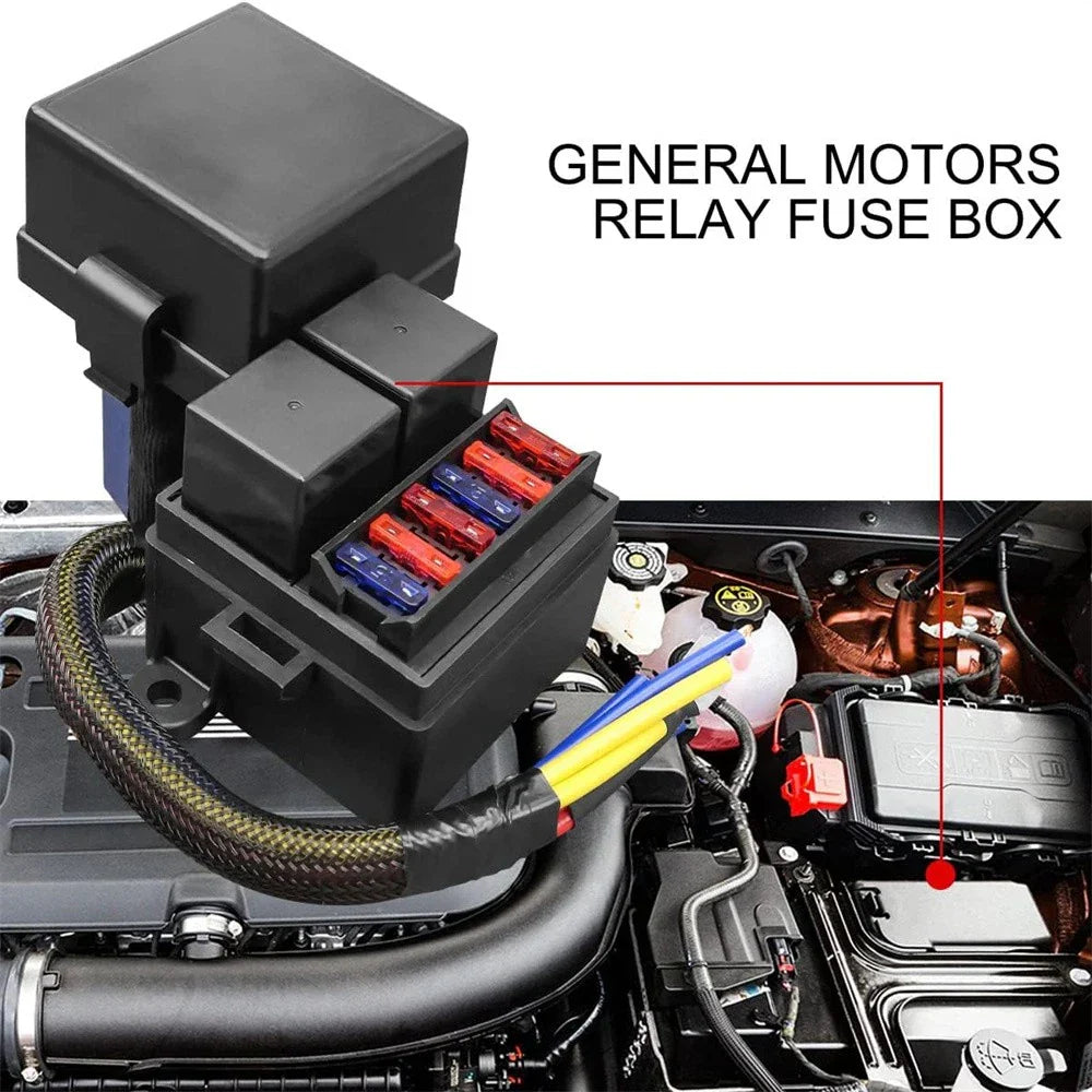 Pre-Wired Fuse Relay Box w/  4-Pin 80A Relay & 6 Fuses for Car Truck Boat