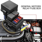 Pre-Wired Fuse Relay Box w/  4-Pin 80A Relay & 6 Fuses for Car Truck Boat