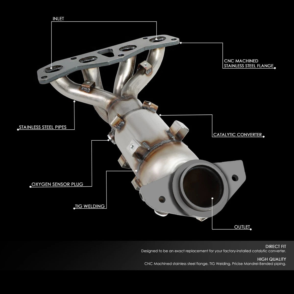 Catalytic Converter Exhaust Manifold for Nissan Altima Sentra 2.5L (2002–2006)