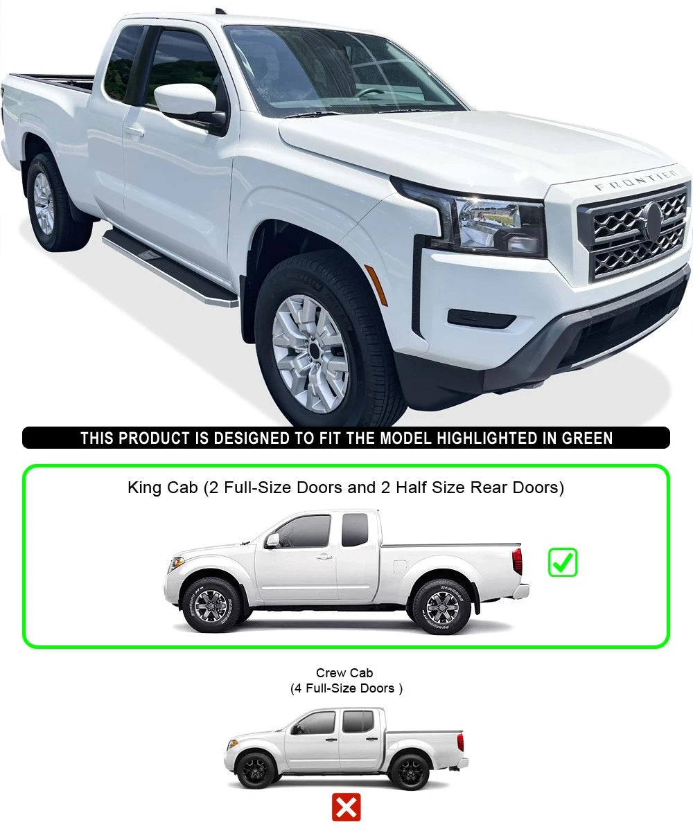 6" Polished Side Step Bars for Nissan Frontier Equator King Cab (2005-2026)