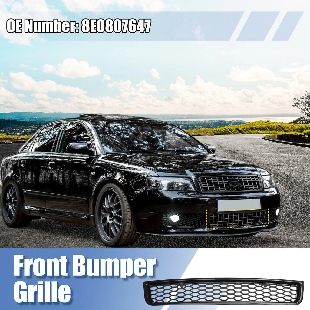 Front Bumper Grille for Audi A4 B6 Sedan (2002–2005) No. 8E0807647 Black Plastic