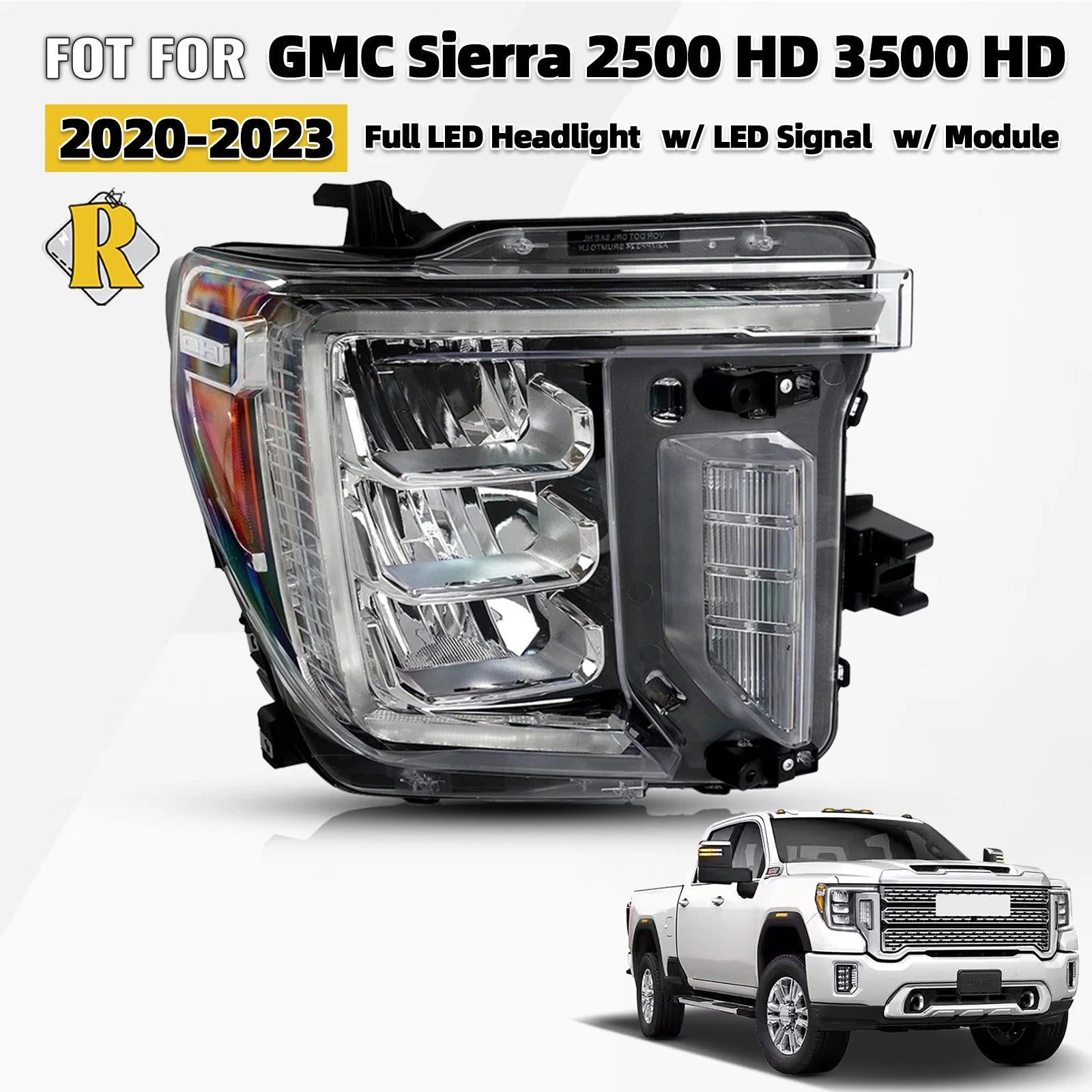 Full LED Headlight for GMC Sierra 2500 HD (2020–2023) Right Passenger