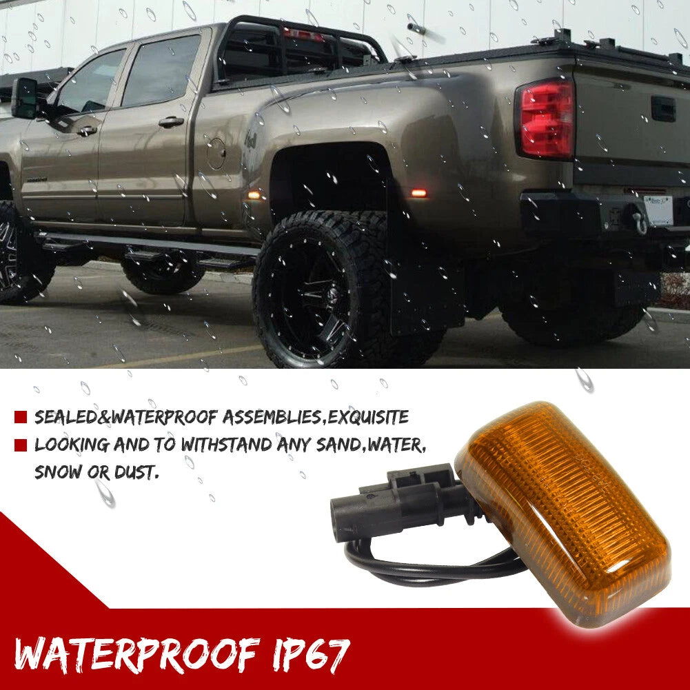2X Amber Lens Full LED Rear Fender Marker Light for Chevy GMC 2500/3500HD (2015–2023)