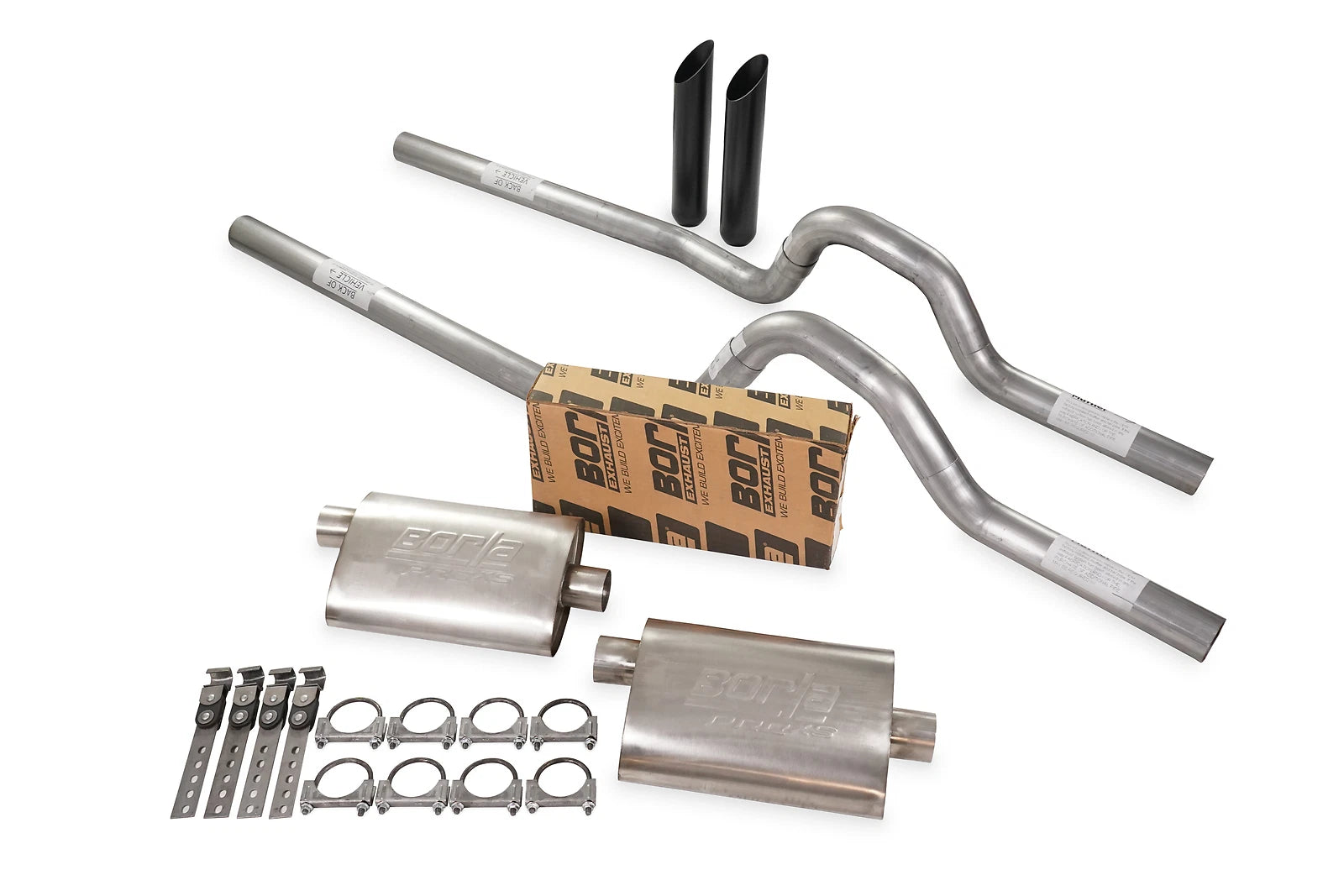Dual Exhaust Kit for GM C/K20 1973–1980 2.5" Rear Exit BW Tips