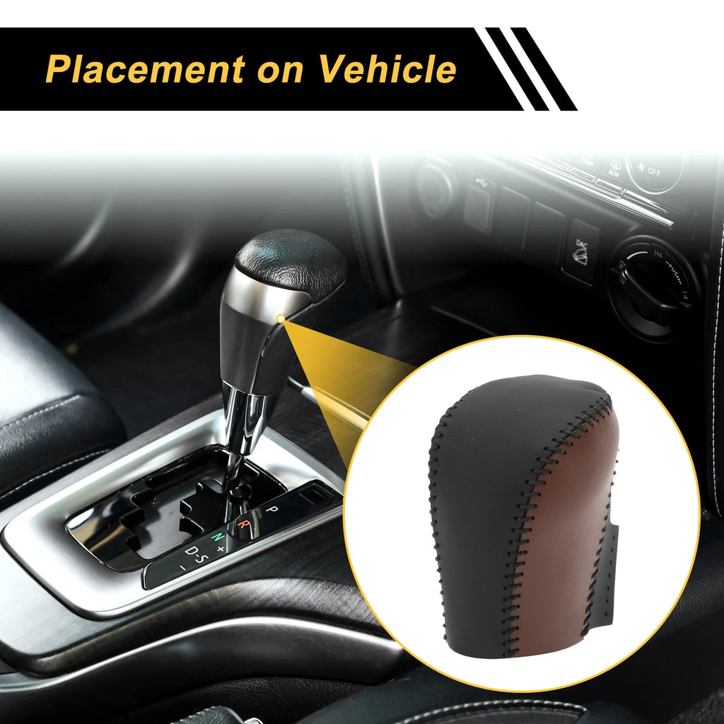 Gear Shift Knob Cover for Honda Civic (2016–2021) Black Brown Faux Leather
