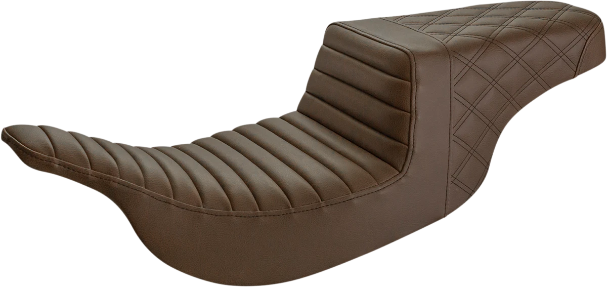 Step-Up Seat for Harley Davidson (2014–2023) - Tuck-n-Roll, Lattice Stitch, Brown