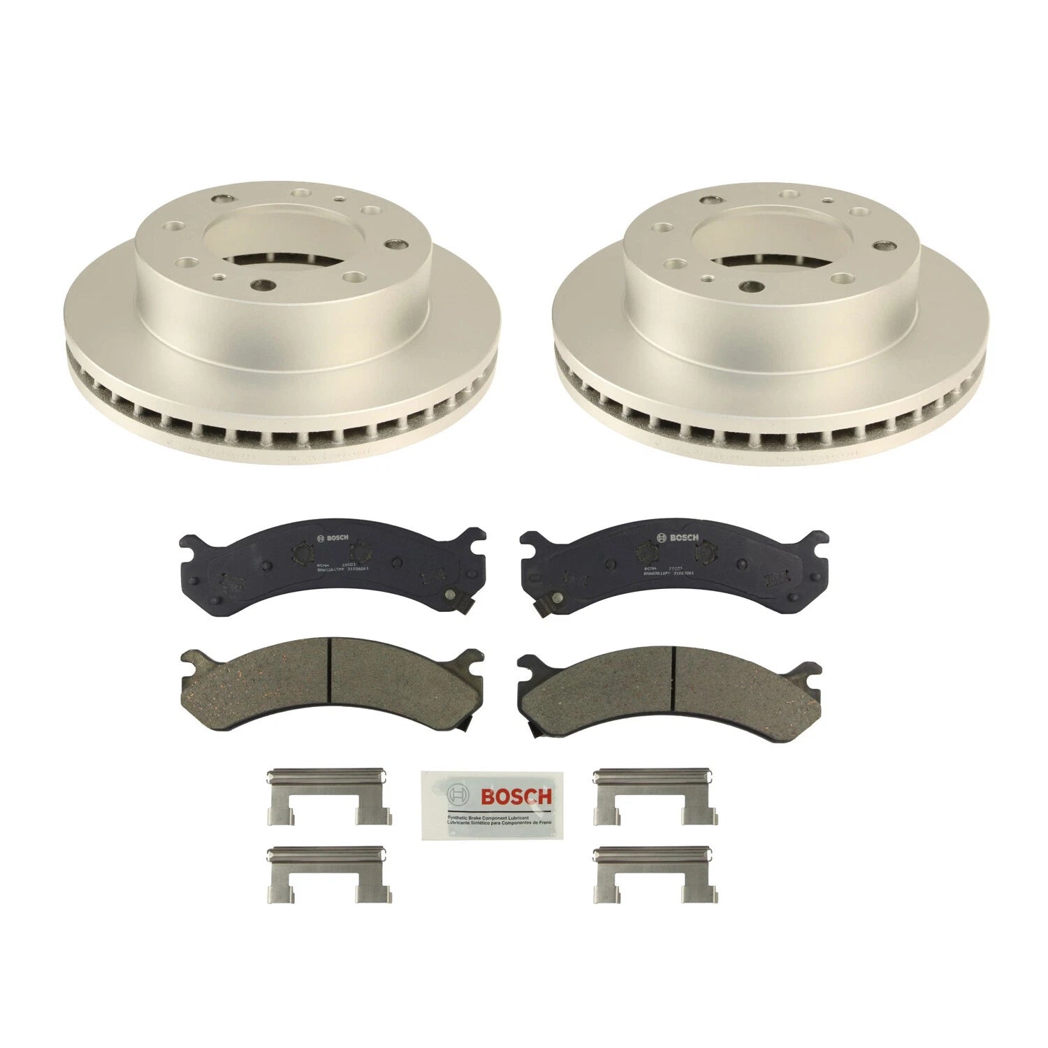 Set of 2 Front Vented Rotors & Ceramic Brake Pads for Chevy GMC