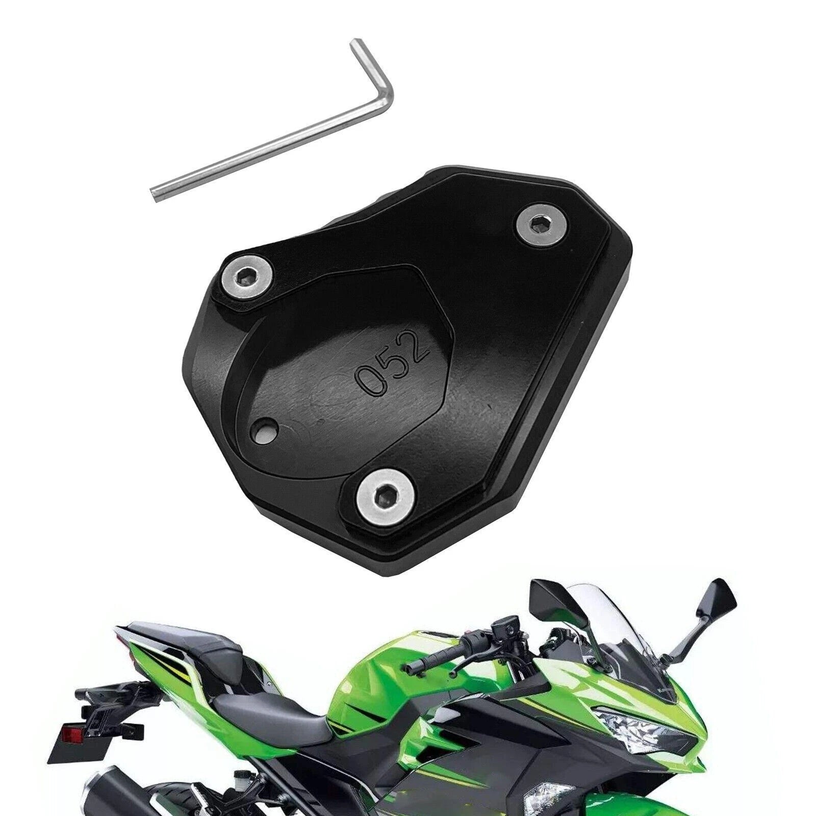 Kickstand Sidestand Enlarged Plate Pad for Kawasaki Ninja 400 Versys 650 KLX250 (2018–2023)