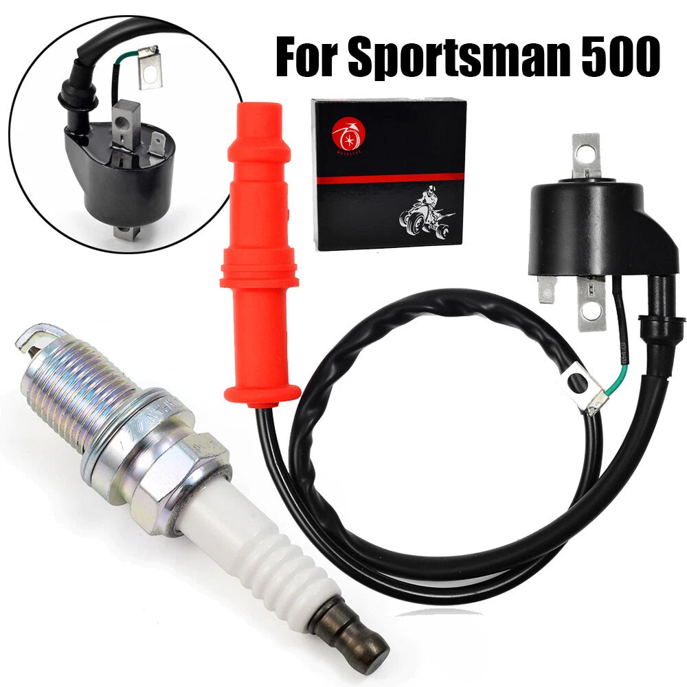 Ignition Coil & Spark Plug for Polaris ATV Sportsman 500 4X4 (1996-2002)