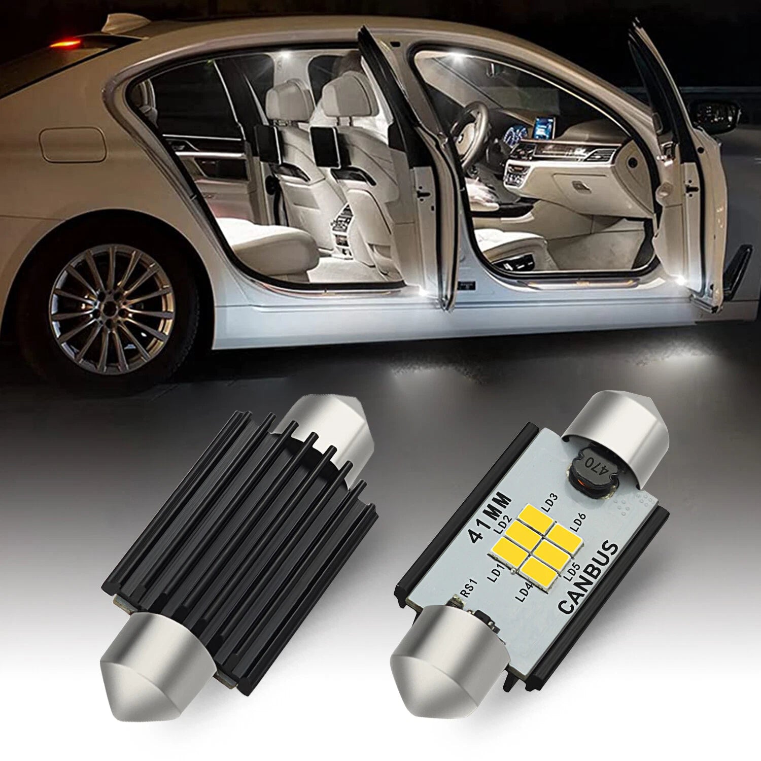 Set of 4 LED Super White Interior Dome Map Light Bulbs for Car 