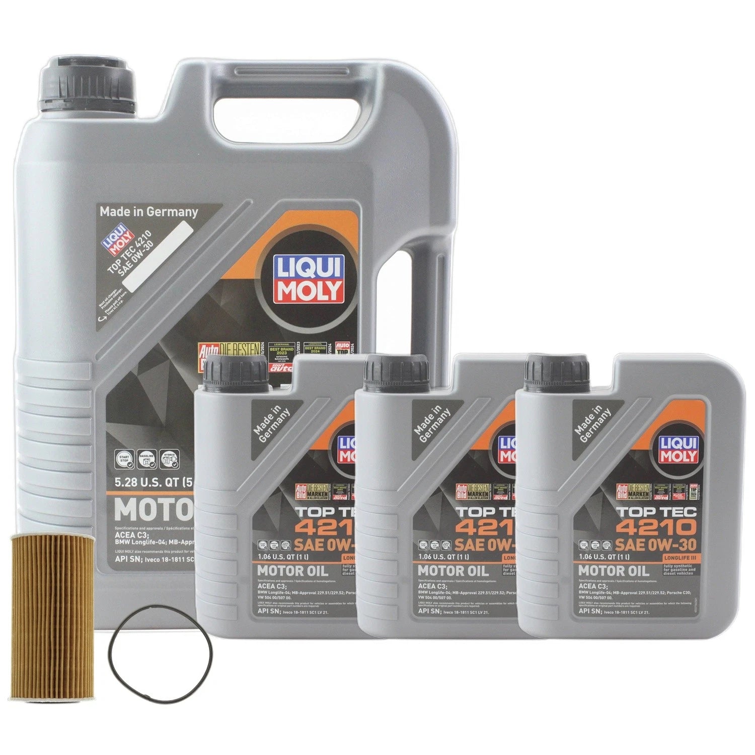 Set of 8L Liqui Moly Top Tec 4210 0W-30 Engine Oil Change Kit for RS3 (2017–2022)