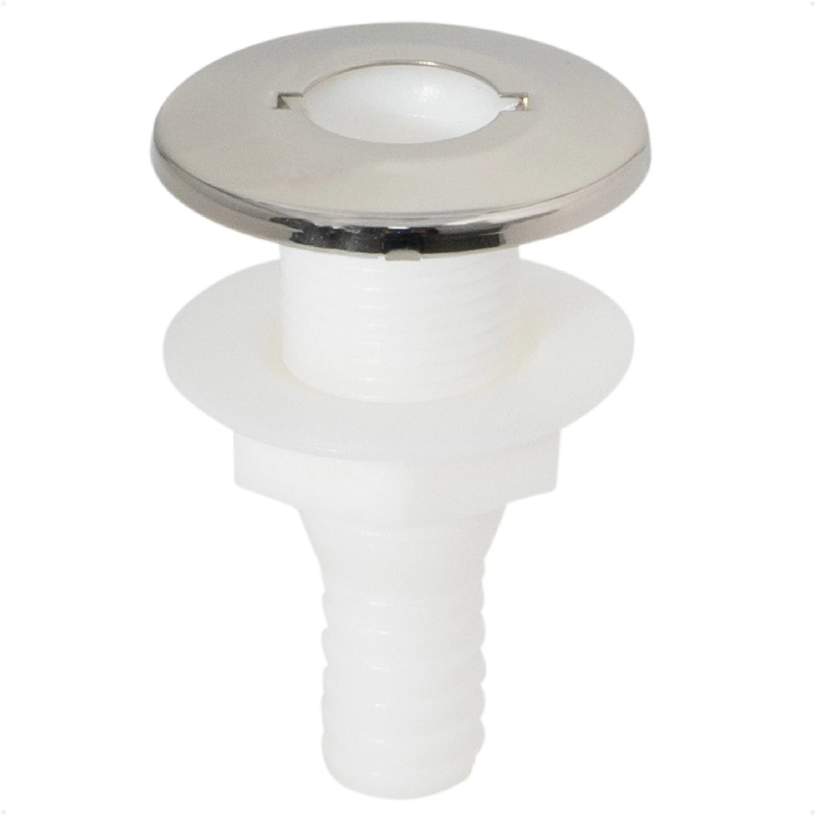 1-1/2 Inch Thru-Hulls for Hose, White Nylon/Stainless Steel, FO2557