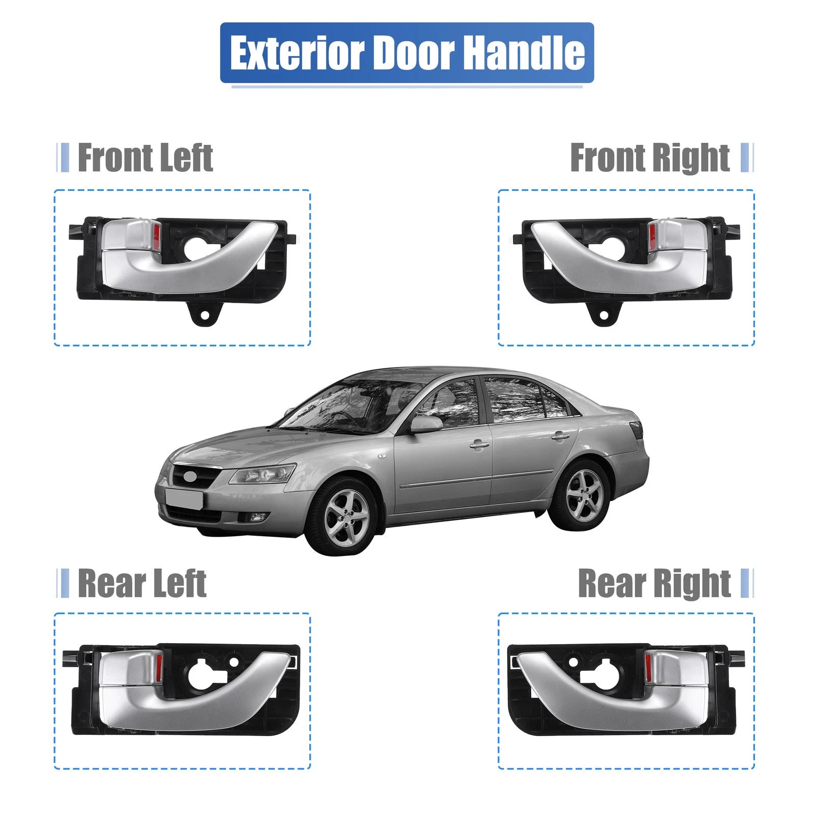 Set of 4 Interior Door Handles for Hyundai Sonata (2005–2008)