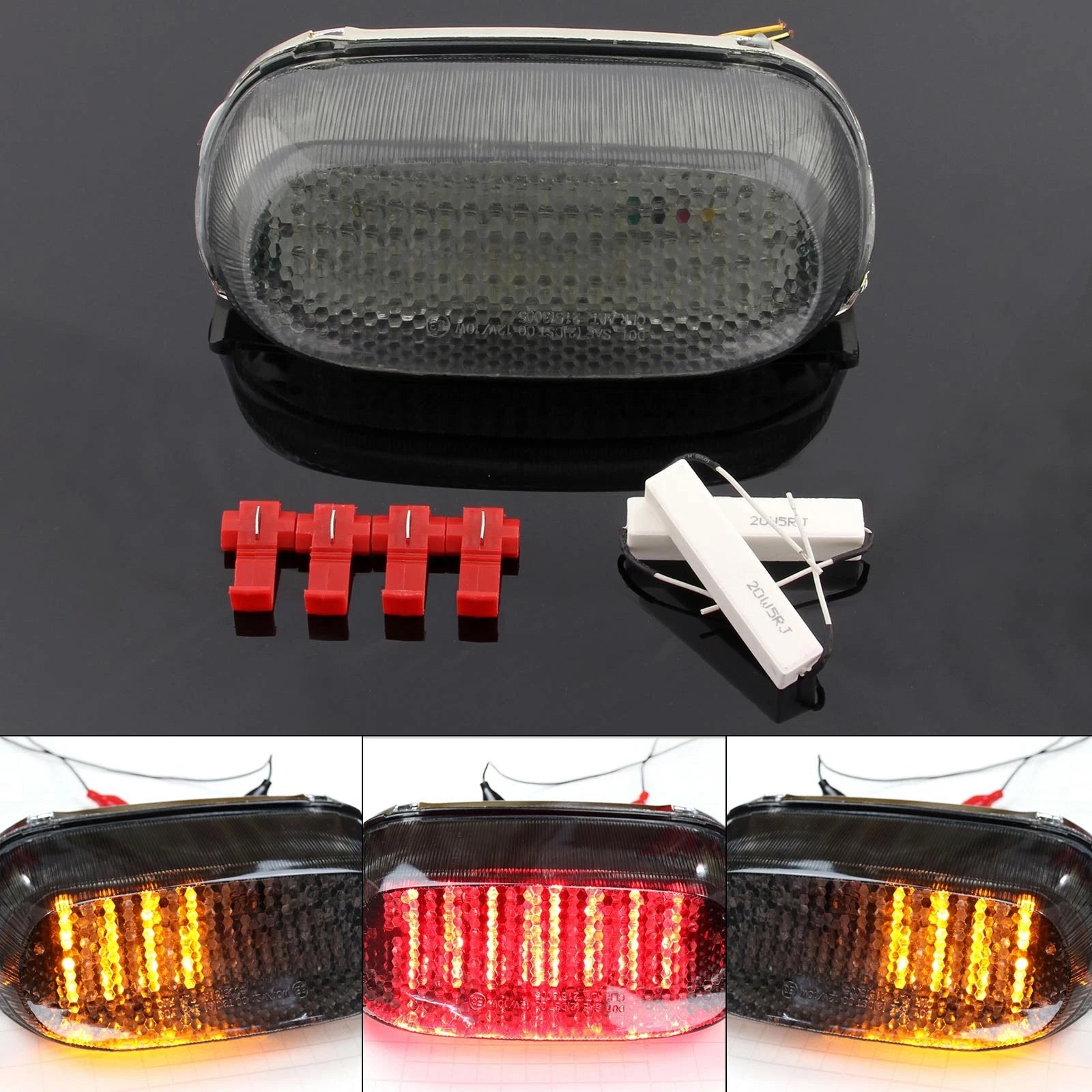 Smoke LED Taillight + Turn Signals for Kawasaki ZZR600 ZZR250 (2004)