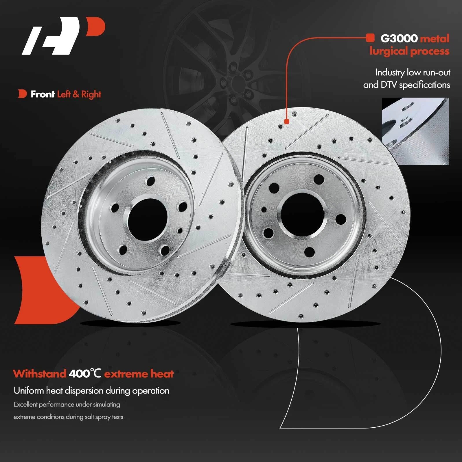 Front Drilled Brake Rotors for Chevy Equinox (2010–2017) Buick LaCrosse (2010–2016)
