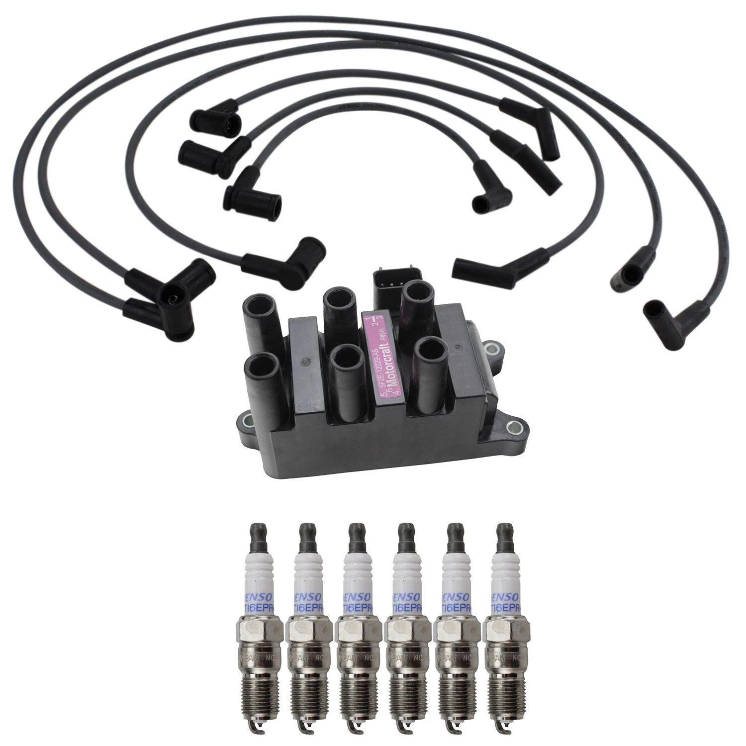 Hitachi Ignition Coils & Denso 6 Iridium Spark Plugs Wire Set for Mustang V6