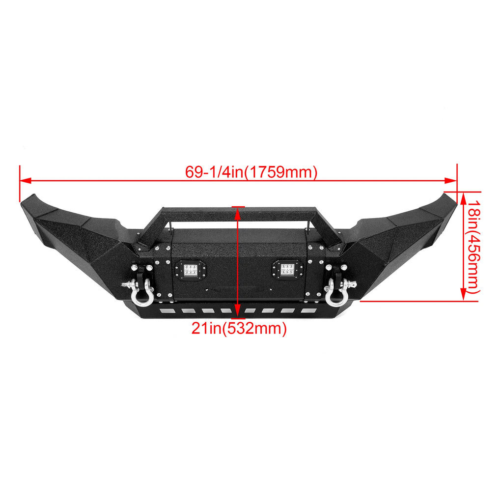 Front Bumper for Toyota Tacoma (2005–2015) with LED Lights & Winch D-rings