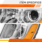 Projector Headlight/Lamp Set for Jeep Grand Cherokee (2014–2016) Chrome Amber