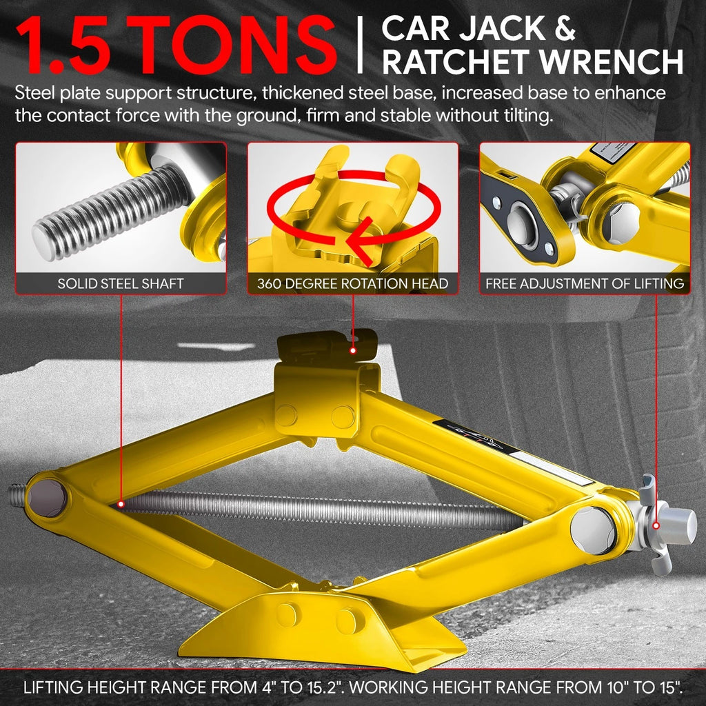 Set of 4 Hydraulic Scissor Lift Jacks (1.5 Ton, 3306 lbs)