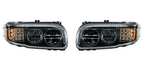 Premium Blackout LED Headlights w LED DRL Turn for Peterbilt 388 389 (2015–2025)