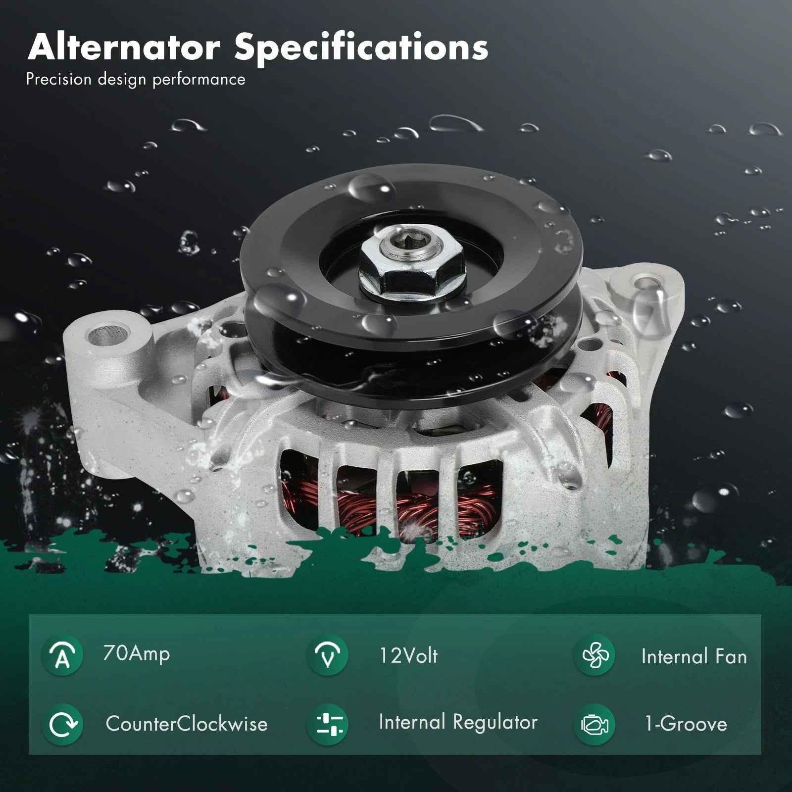 Alternator for Kubota Genesis R70 CT3-69-TV (1995–2007) 12V 70A 11847