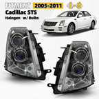 Halogen Headlight Set for Cadillac STS (2005–2011) w/ Bulbs Left+Right