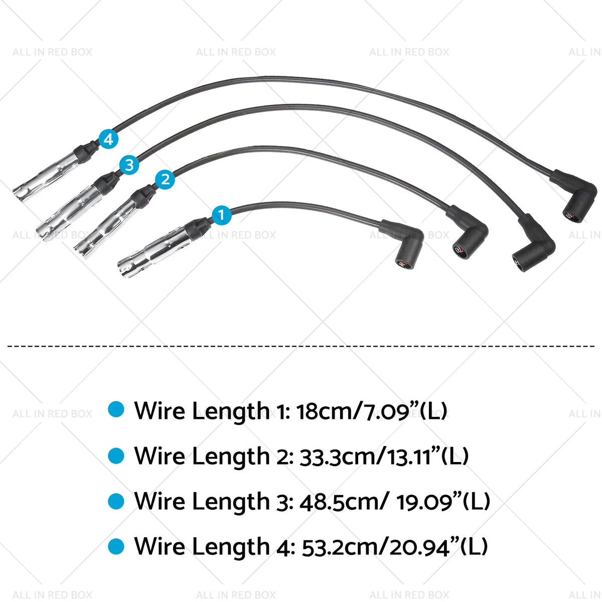 Set of 4 Ignition Spark Plug Wires for VW Beetle Golf Jetta (1998–2015)
