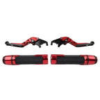 Red Extendable Brake Clutch Levers Grip Set for Kawasaki ZX6R (2005-2023)