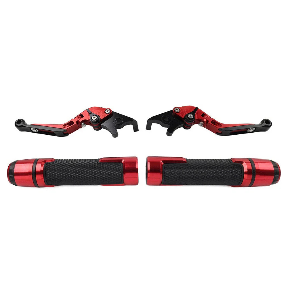 Red Extendable Brake Clutch Levers Grip Set for Kawasaki ZX6R (2005-2023)