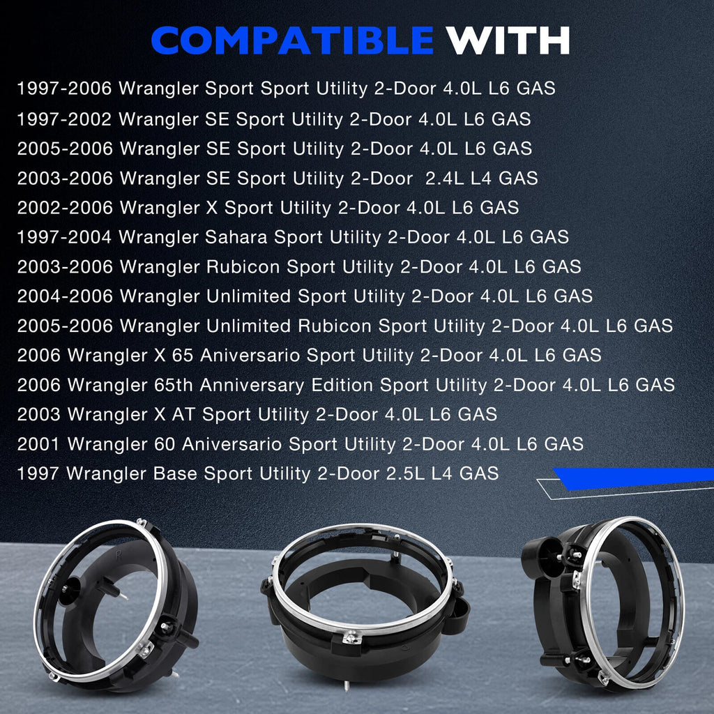 Set of 2 Headlight Bulb Brackets for Jeep Wrangler (1997–2006)