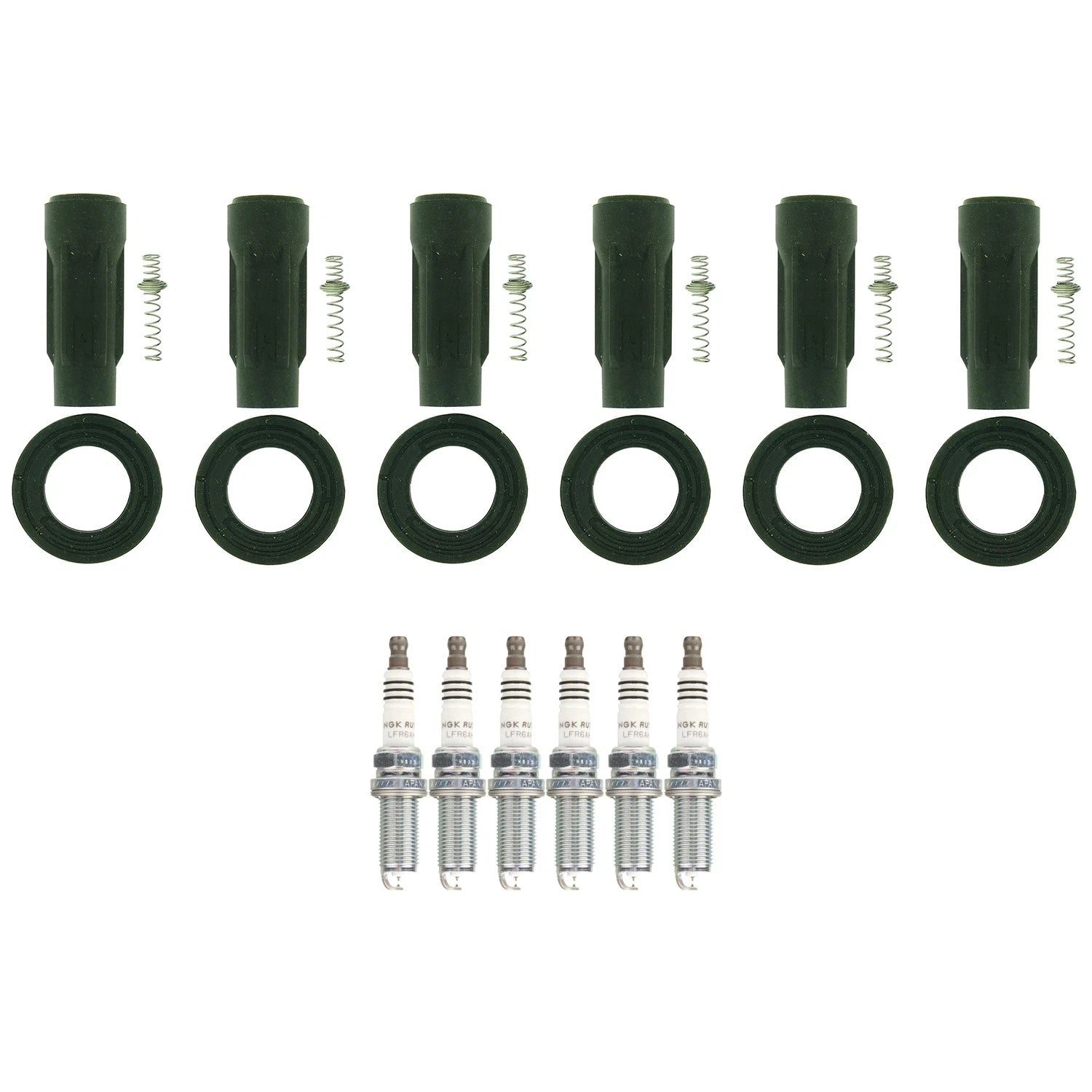 Set of 6 NGK Ruthenium HX Spark Plugs & Coil Boots for Lexus ES350 RX350 (2007–2019)