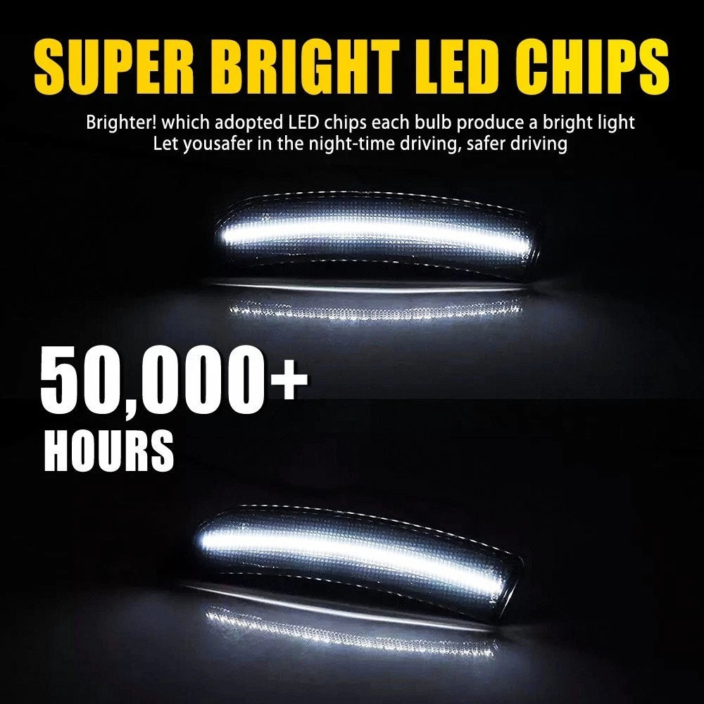 2X Smoked Lens White Full LED Side Marker Lights for Subaru BRZ, Toyota GR86 (2022–2023)