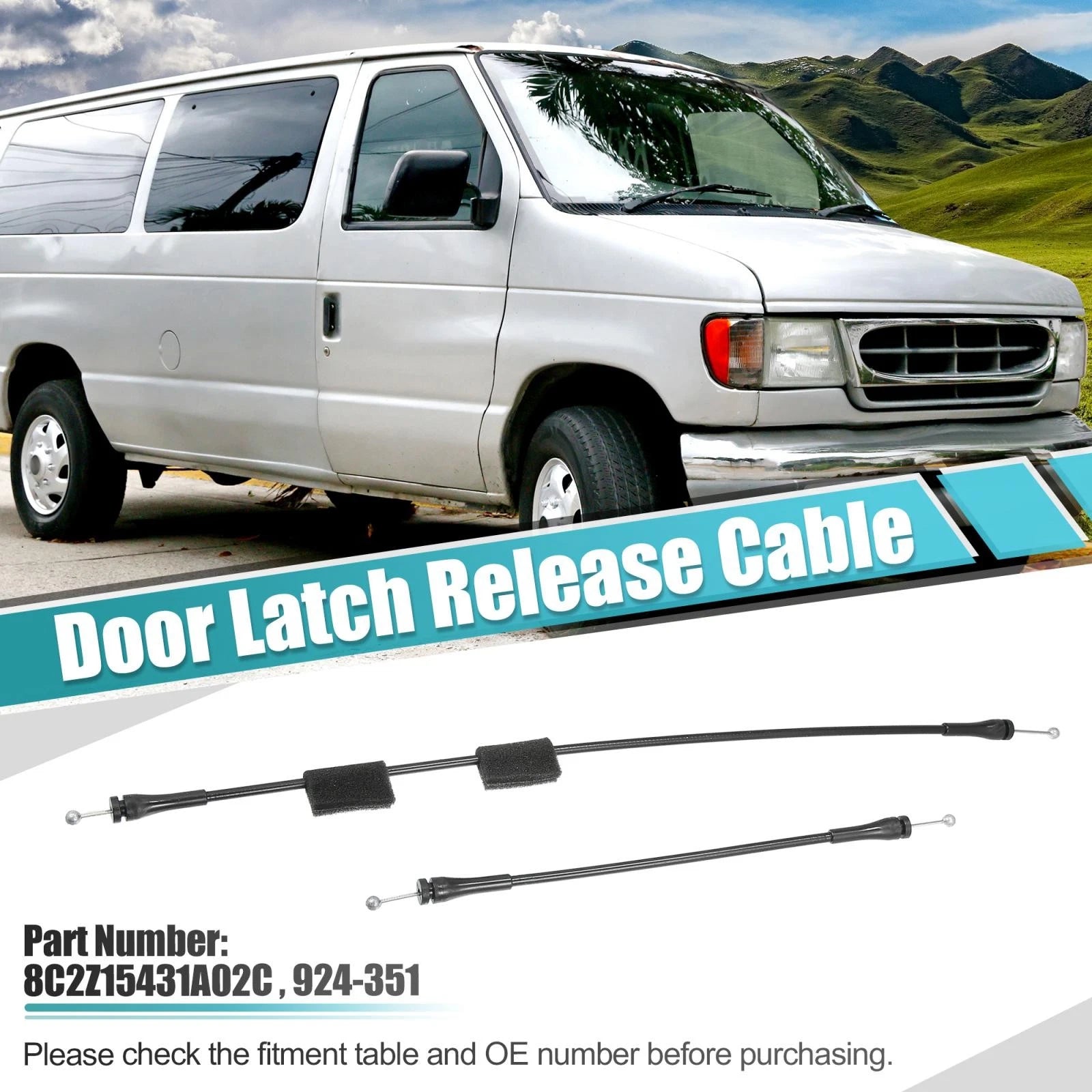 Set of 1 Rear Right Side Door Latch Cable 6C2Z-15431A02-A for Ford E150 (1992–2014)