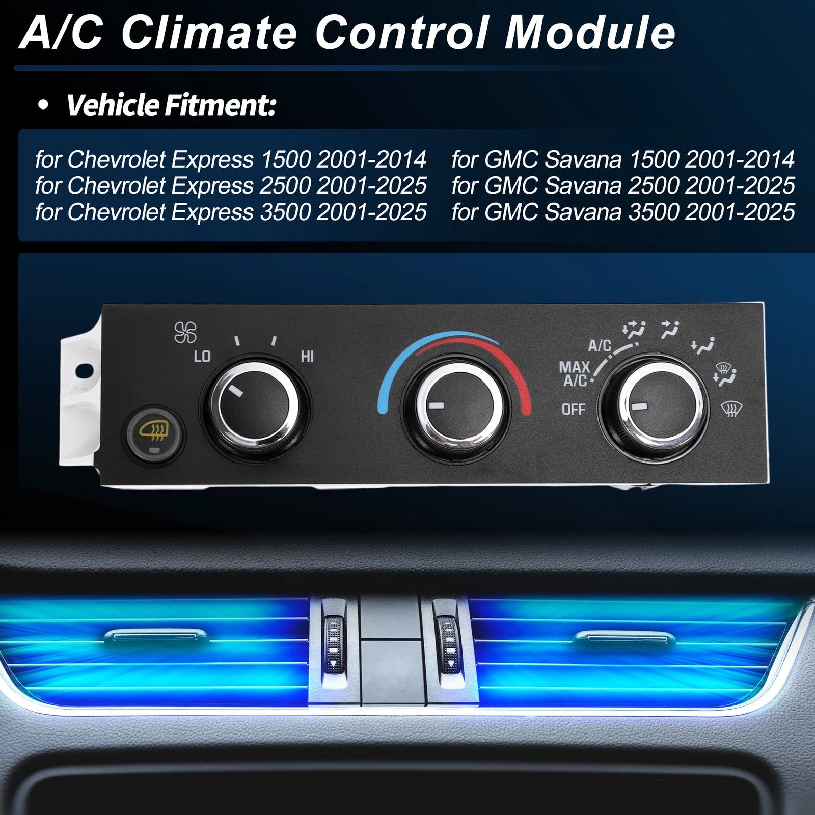 A/C Heater Climate Control Switch Module for Chevrolet Express (1996–2023) No.599-294