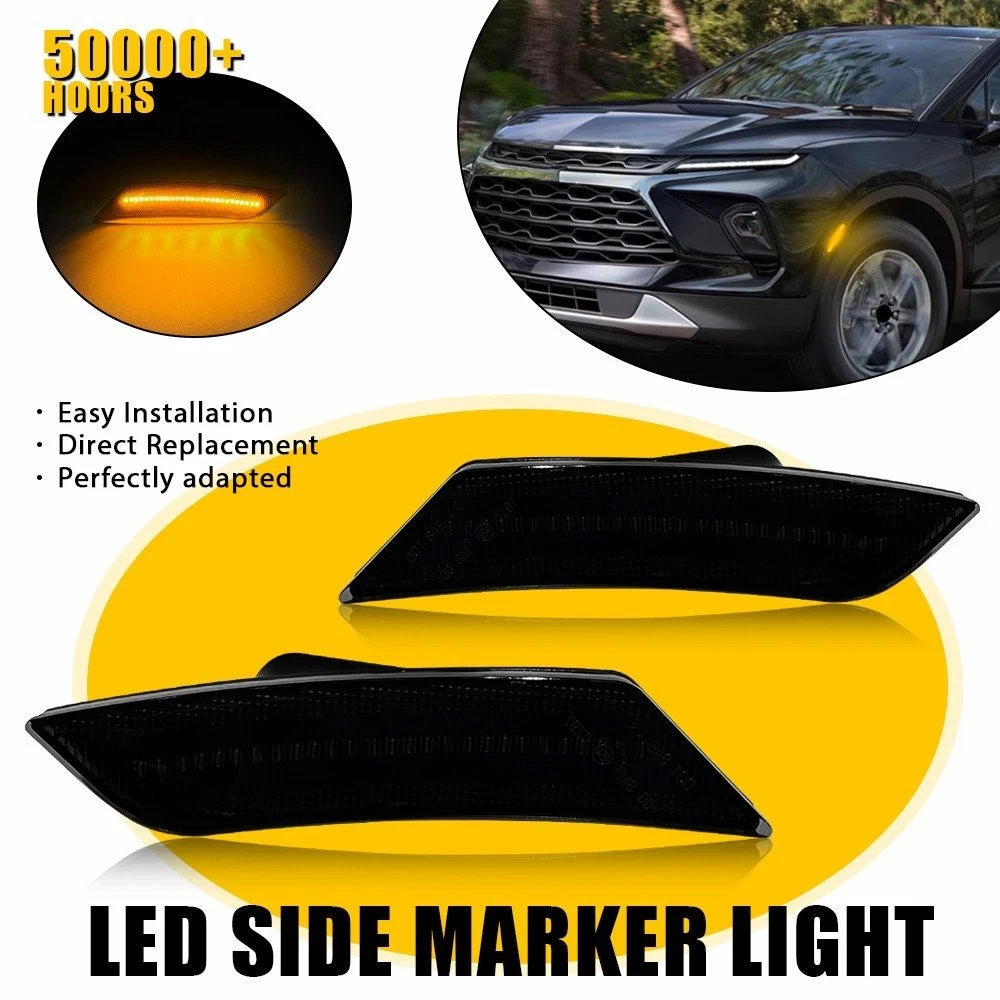 2X Front Side Marker Amber LED Lights for Chevy Blazer (2019–2024) & Cadillac XT5 (2017–2024)