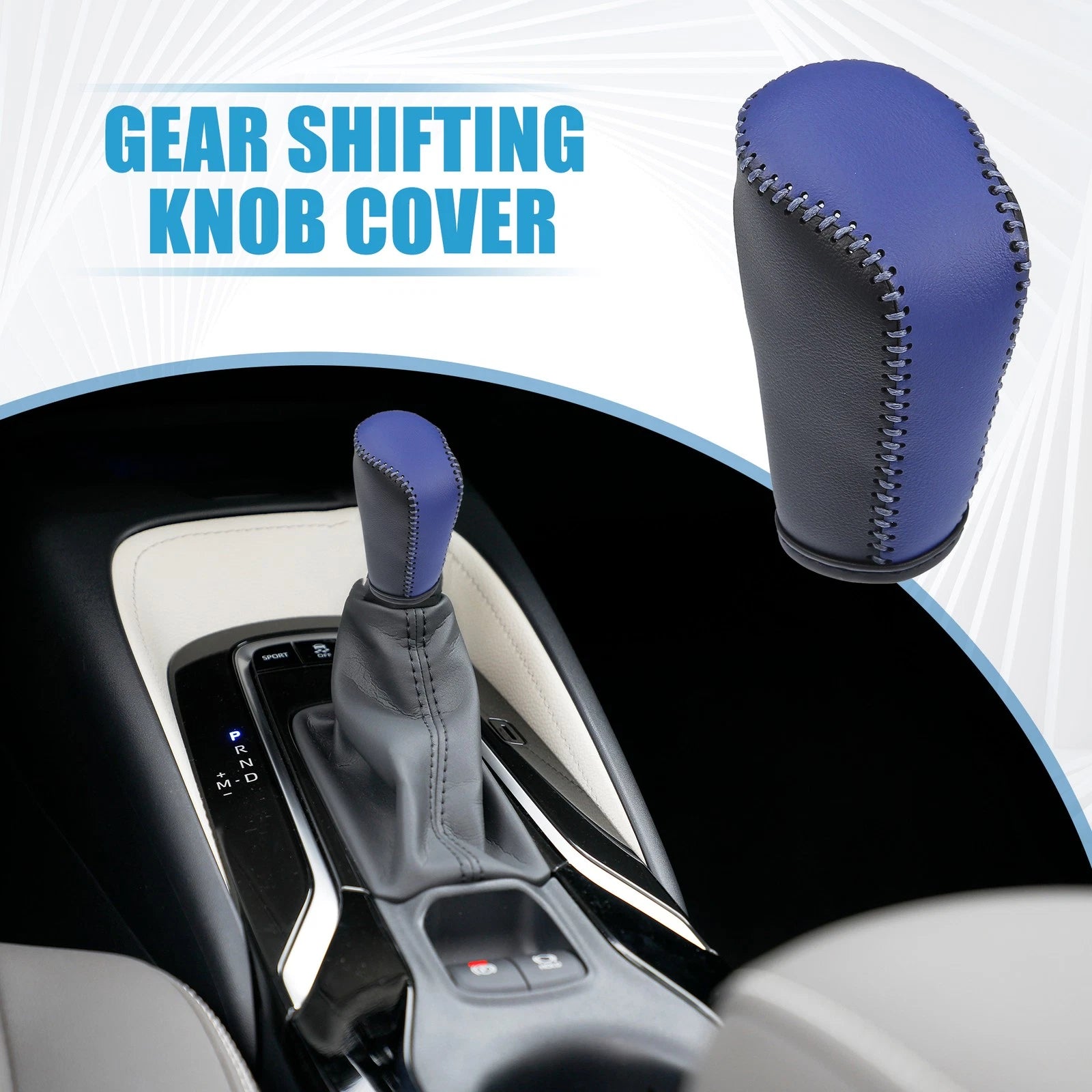 Gear Shifting Knob Cover for Mazda 3 (2011–2013) Black Faux Leather Blue Line
