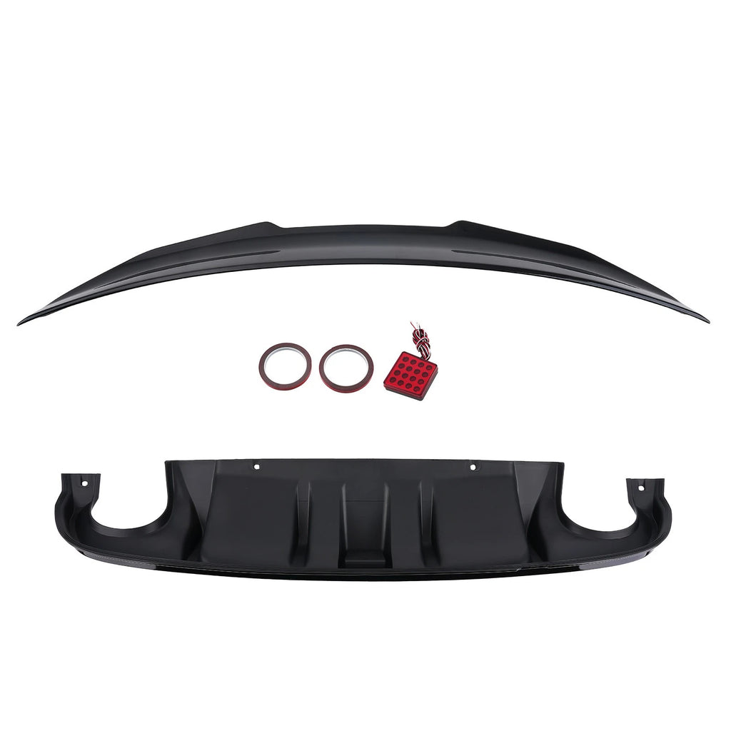 Trunk Spoiler & Rear Diffuser Bump for Infiniti Q50 (2014–2017) Gloss Black LED ABS