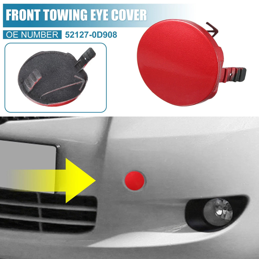 Front Bumper Tow Hook Cover 52127-0D908 for Toyota Yaris (2007–2010) Red