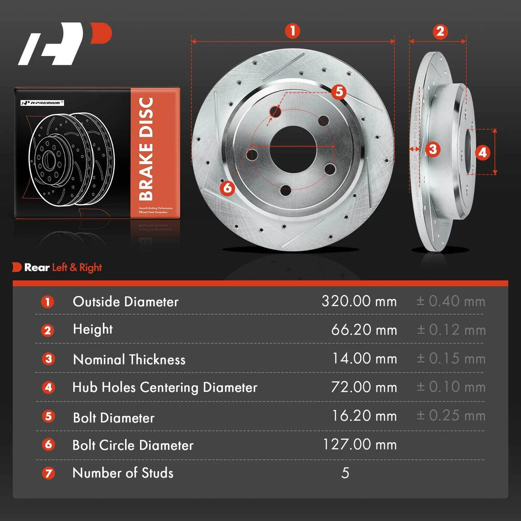 Rear Drilled Brake Rotors for Jeep Grand Cherokee Commander (2005–2010)